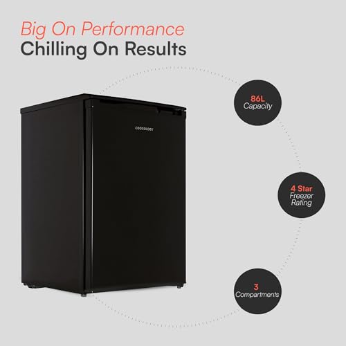 Cookology UCFZ86BK Freestanding Under Counter Freezer in Black - 55cm Width - 86 Litre Capacity - Practical Reversible Door - 3 Large Freezer Drawers - 4 Star Rating - Image 4