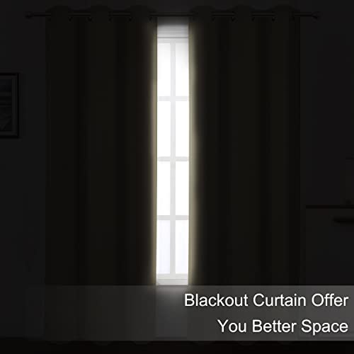 Image of LEMOMO Blackout Curtains 42 x 95 inch /Beige Curtains Set of 2 Panels /Thermal Insulated Room Darkening Bedroom Curtains