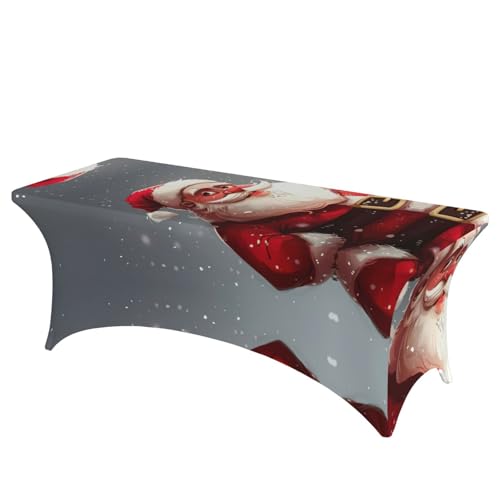 Housse de table rectangulaire en élasthanne imprimé Père Noël stretch et infroissable - 2
