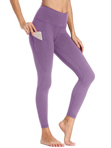 Willit Women's Fleece Lined Leggings Winter Yoga Running Leggings with Pockets High Waisted Pants Workout Thermal Tights Light Purple XS