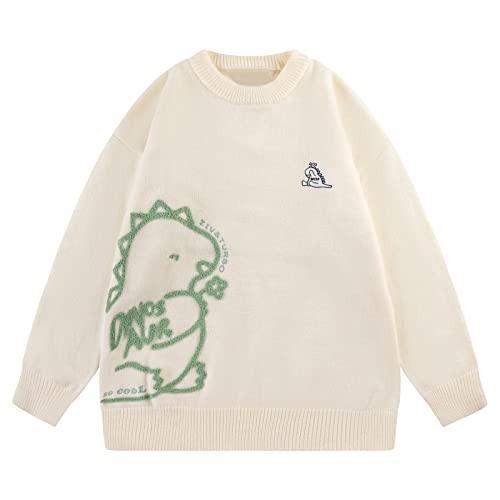 Aelfric Eden Cartoon Dinosaur Sweaters Graphic Crewneck Printed Oversized Pullover Sweater Couple Tops