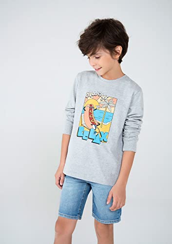 Camiseta Infantil Menino Manga Longa Com Estampa Cinza Claro 010