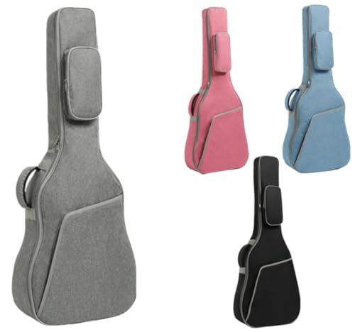 ZHENG.K 人間工学に基づく アコースティックギターケース ソフトケース 38-41インチ対応 軽量ギグバッグ 防水オックスフォード布 肩掛け&手提げ2WAY 大容量ポケット付き 防護性 持ち運び便利なギターキャリングバッグ(38/39in ライトグレ