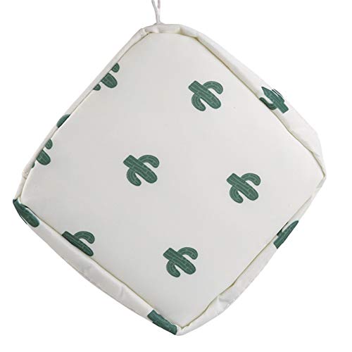 DYSCN Cute Sanitary Pad Storage Bag Zipper Tampon Collection Bag Girl Coin Purse Hygiene Products,Cactus On White