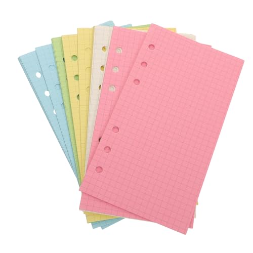 Abaodam 250個 六リフィル用紙 対応 色カラー罫線入りノート用 書きやすい厚手紙 インクにじみ防止 活頁内芯 手帳 プランナー整理用