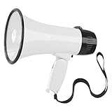 Flydot Megaphone with Speaker Microphone Siren and 240-Second Recording Bulhorn Includes Volume Control for Outdoor Events and Crowd Management White