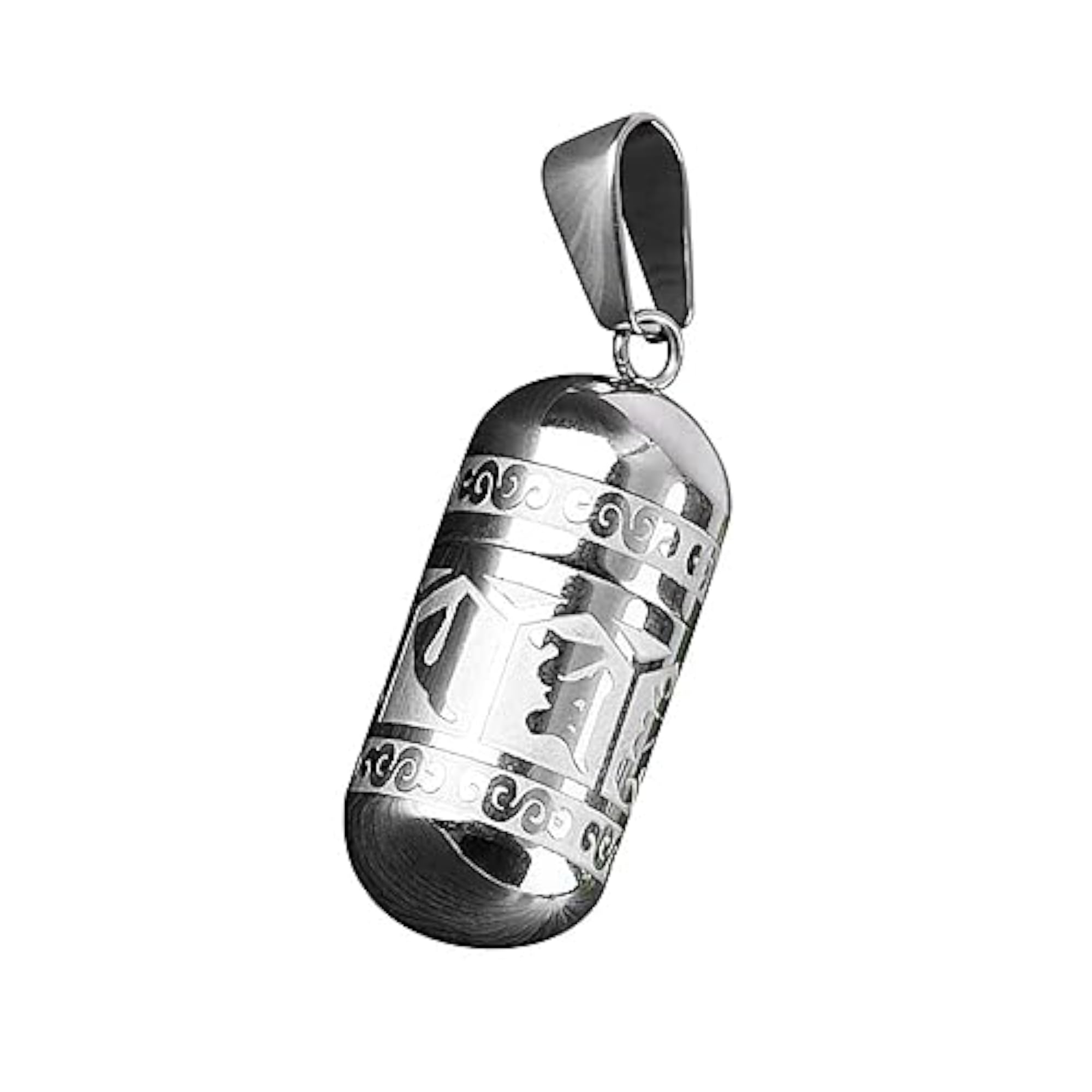 Engraved Openable Urn Pendant Charm in Silver