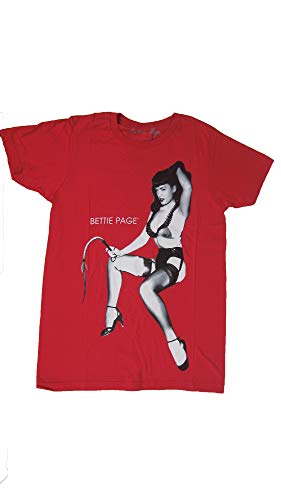 Bettie Page Mens Red Whip Pose Lingerie High Heels T-Shirt 2X