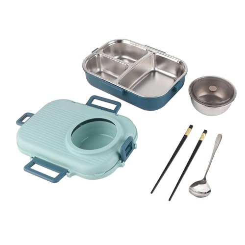 Jelquix con Aislamiento de Doble Capa, Caja de Acero Inoxidable 304 con Tazón de Sopa para Comidas Saludables (BLUE)