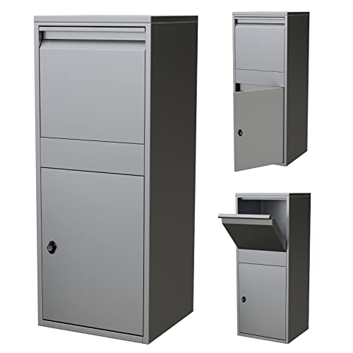 Preisvergleich Produktbild Paketbriefkasten Paketbox Paketkasten silber Briefkasten mit Paketfach