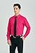Mens Dress Shirt Long Sleeve with Tie Set Formal Button Down Business Hot Pink Dress Shirt Matching Tie Pocket Square Set 4XL