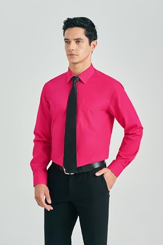 Image of HISDERN Mens Dress Shirt with Tie Pocket Square Set Classic Button Down Shirt Matching Tie Long Sleeve Shirts