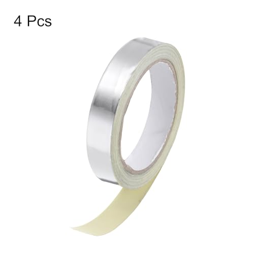 Image of uxcell Aluminum Foil Tape 0.8 Inch x 20 Yards Silver High Temperature Tape for HVAC, Sealing, Patching Hot and Cold Air Ducts 4 Pcs