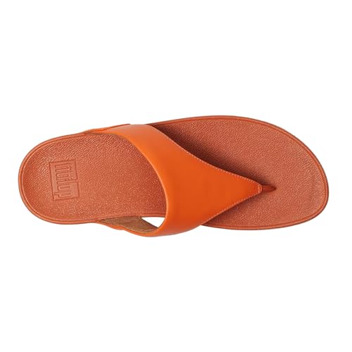 Image of Fitflop Lulu Leather Toepost Womens Platform Sandals in White, Satsuma, 6.5 UK