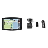 TomTom Camping Navi GO Camper Tour (6 Zoll Display, Sonderziele für Wohnmobil- und Wohnwagen) & Click-und-Drive Halterung für die Windschutzscheibe inklusive USB-Autoladegerät und Kabel