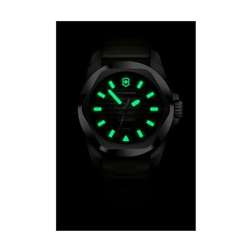Image of Victorinox I.N.O.X. Automatic, Swiss Made Analog Men's Watch | Green Dial, 41 Mm, 200M Water Resistant, Stainless Steel Case, Green Rubber Strap, Sellita SW 200-1 Movement | 242017.1