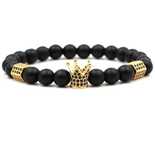 Bracelet de Perle en Pierre Homme 19 cm avec Bracelets d'étirement de la Couronne