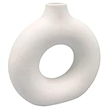 White Ceramic Vase - for Modern Home Decor,Round Matte Pampas Flower Vases Minimalist Nordic Boho Ins Style for Wedding Dinner Table Party Living Room Office Bedroom, Decorative Gift