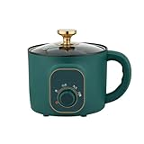 Elektrische Kochmaschine, 1,7 l, Reiskocher, Mini-Suppentopf, Dampfgarer, Multifunktions-Wok-Hot-Pot-Porridge-Maker (Color : Green Knob)