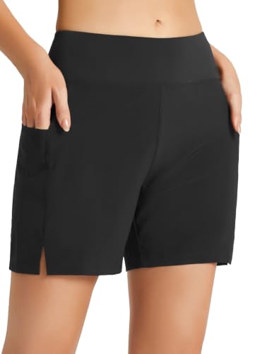 baleaf Swim Shorts Women 5 Inch Quick Dry Bathing Suit with Liner Black M