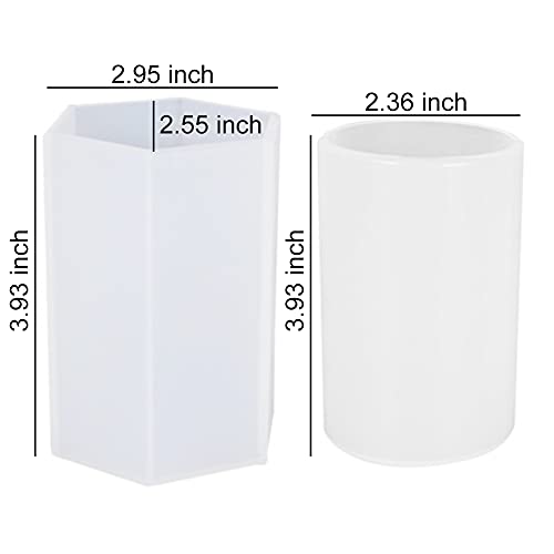 Tvoip 2Pcs Silicone Candle Molds For Candle Making, Cylinder Hexagon Candle Molds For Making Aromatherapy Candles Diy Casting Epoxy Mold For Resin, Soap, Flower Specimen, Insect Specimen, Clay Craft #TOP1