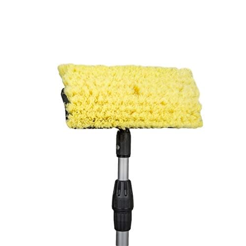 Waschbürste Autowaschbürste KFZ LKW ALU Teleskop Qualität 110-180 cm Autopflege Bürste | Lackschonende Polyester-Borsten Gelb | Für PKW, LKW, Wohnmobil & Boot