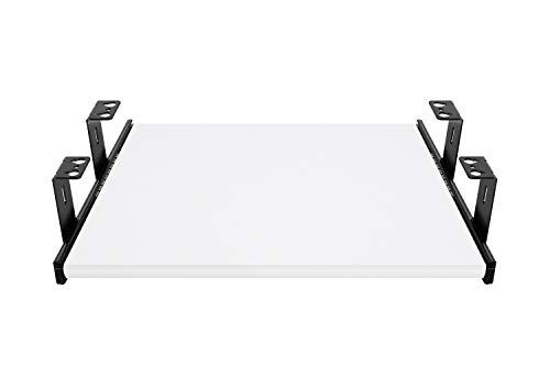 Tastaturauszug mit Tastaurablage 390X500mm Weiss Dekor, Auszugschienen schwarz 500mm, Set Ablage mit Auszug für Scanner Dokingstation