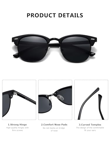 Polarized Sunglasses For Women And Men Semi Rimless Frame Retro Sun Glasses3