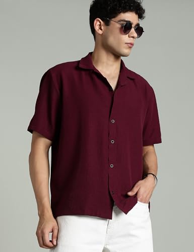 Image of FYLTR Men's Solid Casual Textured Shirt - Half Sleeves | Shirts for Men | Summer Shirt | Regular Fit