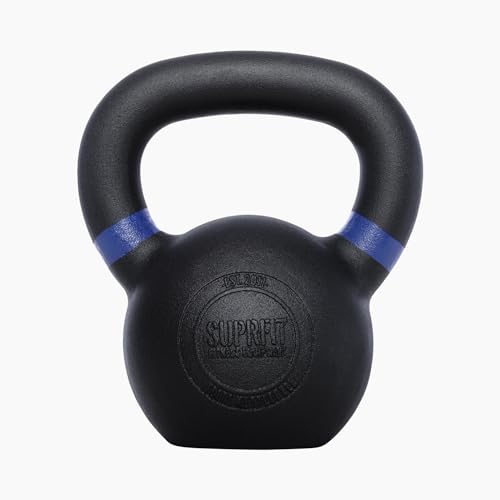 SUPRFIT – Elite Kettlebells – pulverbeschichtete Kugelhantel aus massivem Gusseisen für Fitness, Crossfit & Krafttraining – mit Farbcodierung zur besseren Unterscheidung der Gewichte