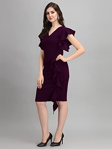 Image of Sheetal Associates Women's Short Sleeve V-Neck Bodycon Casual Mini Dress