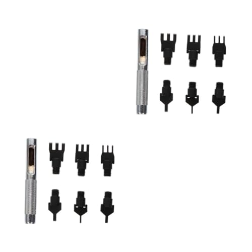 HOMSFOU 2 Sets Professional Leatherworking Tool Craft Hole Punch Set Diamond Shape Punches