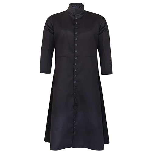 Darkrock Neo Matrix Heavy Duty Cotton Keanu Reeves Long Ruffle Black Gothic Cosplay Trench Coat | Trench Coat Men | Long Coat3