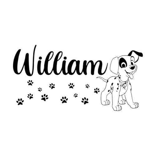 Autocollant mural personnalisé avec nom, autocollant en vinyle avec nom personnalisé, chiot 101 Dalmatiens, décalcomanies murales pour chambre d'enfant,...