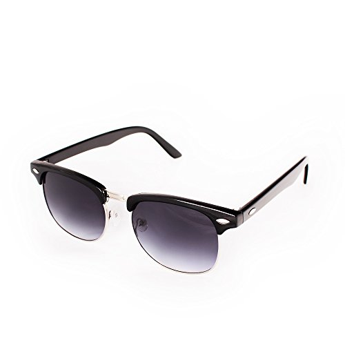 Sunglasses in Black - Half Frame With Metal Details - Retro Classic Men's Women's3