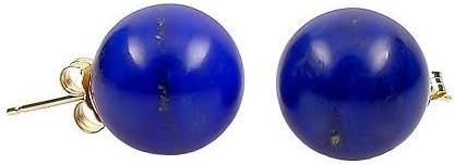 Trustmark 14K Yellow Gold 12mm Natural Blue Lapis Lazuli Ball Stud Post Earrings