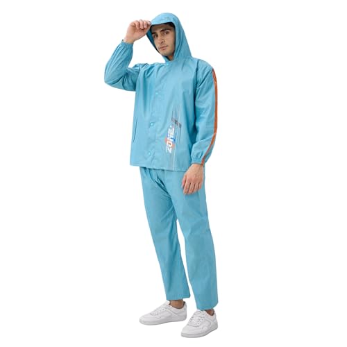 Image of Citizen Designer Rain Suit for Men, Special Slub Rubberized Fabric, Heavy PVC Coating, Heavy Duty Zipper, Reflective Back Print, Inbuilt Cap, Elastic Cuff, Designer Tapping Series