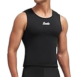 [サンティック] メンズ アンダーウェア 秋冬 サイクルジャージ 裏起毛 サイクリング インナーウェア 无袖 保温 弾力 吸汗 サイクルウェア ブラック XL