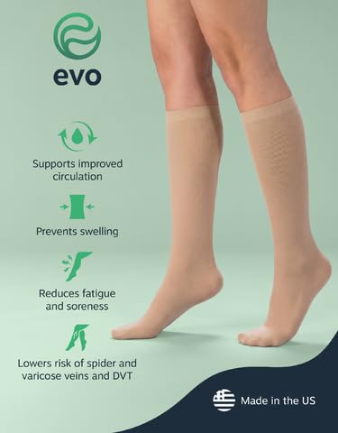 Image of EvoNation Women's Knee High 20-30 mmHg Graduated Compression Microfiber Opaque Socks - Firm Pressure Compression Garment