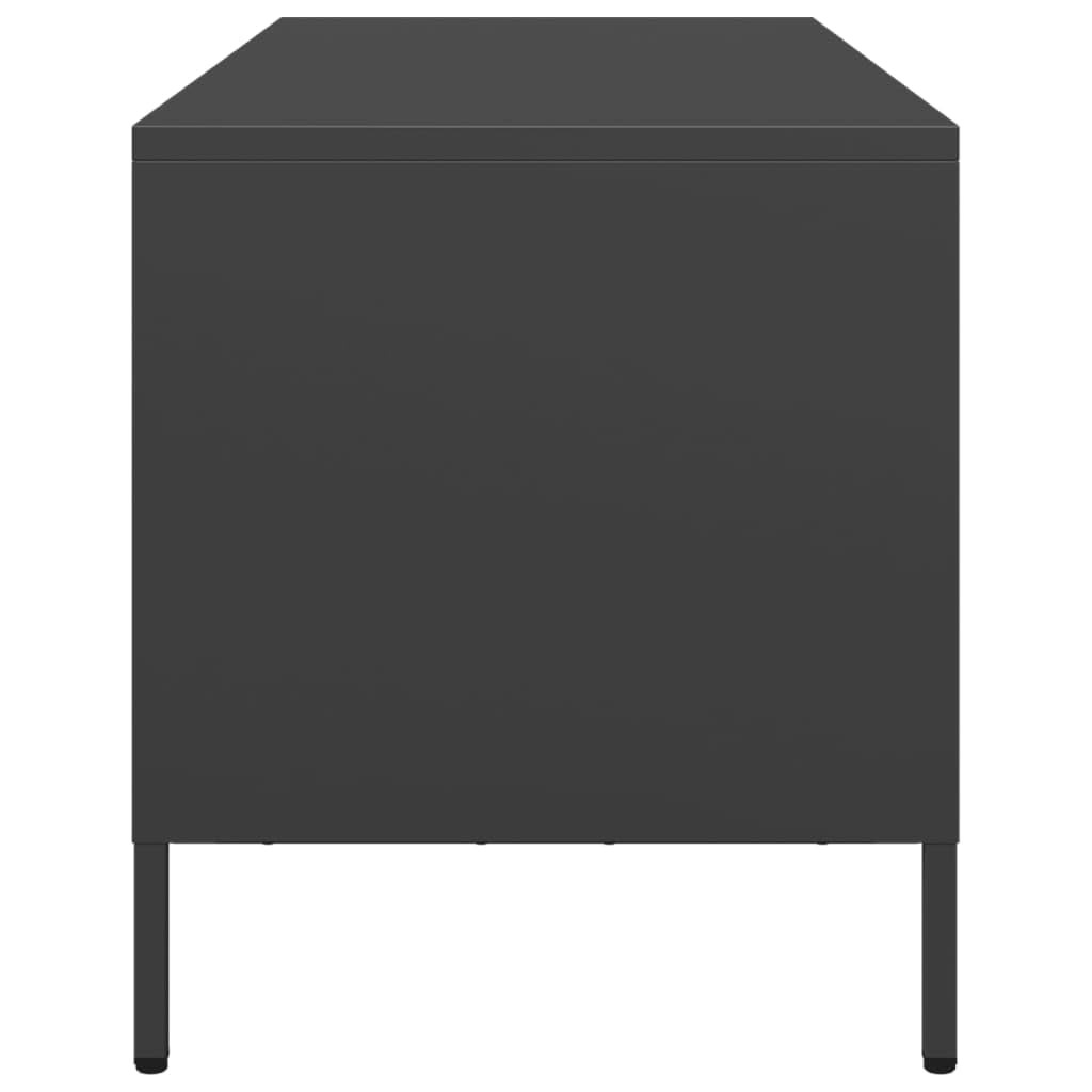 Industrial TV Lowboard Schwarz 101,5x39x43,5 cm Kaltgewalzter Stahl mit 3 Schubladen, verstellbare Füße, Robustes TV-Möbel Modernes Design für Wohnzimmer Schlafzimmer Flur