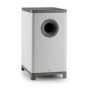 NUMAN Ambience – UniSUB – actieve subwoofer, mono subwoofer, hifi subwoofer, 25 cm (10″), woofer, down-firing design, lijnuitgang voor signaaloverdracht, MDF-behuizing, wit
