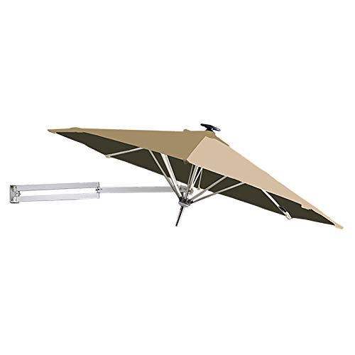 HUIBBGO Wall Mounted Patio Parasol Umbrella for Outdoor Garden Balcony, Aluminium Pole Sunshade Market Umbrella, 250cm / 8ft Canopy