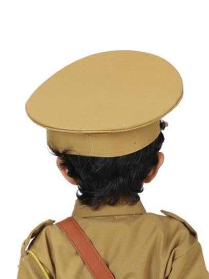 Image of BookMyCostume Police Inspector Commissioner Khakhi Cap for Boys and Men 2-6 Years Brown