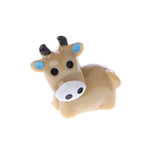 Kofun Miniature Cow Ornament Animal Figurine Fairy Garden Craft Micro Landscape Decor Brown