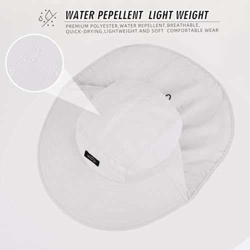 Image of Rosoz Outdoor Sun Hat for Men Women, UPF50+ Protection Safari Cap Wide Brim Mesh Fishing Hat with Neck Flap Beach Garden