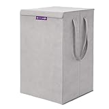 PrettyKrafts 75 LTR Laundry Basket for Clothes with Lid | Laundry Bag Foldable | Laundry Bag for Clothes | Clothes Basket | Basket for Clothes Storage | Toy Storage Basket (36x36x53cm, Grey)