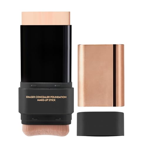 シルキー スティックファンデーション ブラシ付き 1本でベースメイク完了 鼻・額・頬用 長持ち 薄づき ツヤ 密着カバー くすみカバー うるおい 自然 メイクアップ ウォータープルーフ メイク落ちしにくい コンパクト 軽量 持ち運び簡単 多目的 初心者 プ