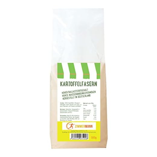 Kartoffelfasern 500g - Hoher Ballaststoffgehalt - Hohes Wasserbindungsvermögen - glutenfrei - aus 100% Kartoffeln - von Zimmermann Sportnahrung