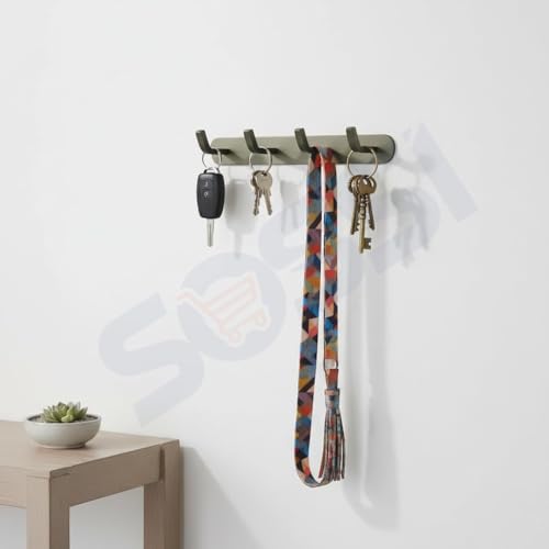 Image of SOSSI 4-Pin Wall Hooks for Hanging Cloth and Towel Hangers for Wall Hooks, Door Hangers, Hook Rail, Pack of 3 (Satin Finish)