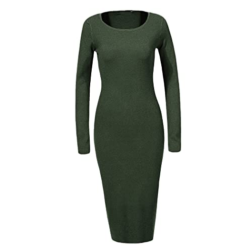 Robe pull en tricot pour femme vert foncé KEHAIOO taille S